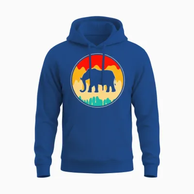 Elephant Retro Unisex Hoodie - Royal