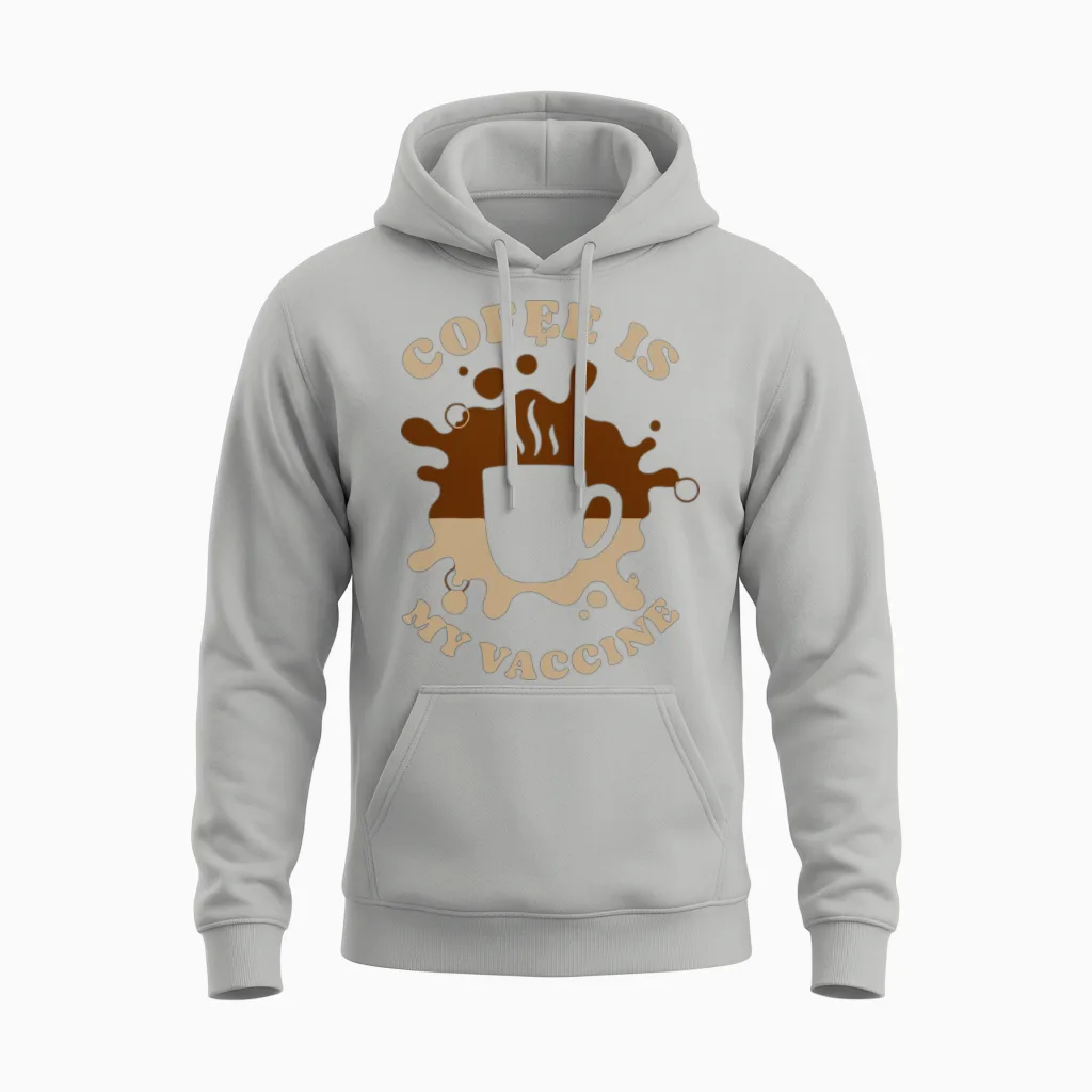 Coffee Is My Vaccine Retro Unisex Hoodie - Ash