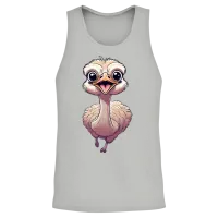 Cute Ostrich Run with Smiling Face Unisex Tank Top - Ash – 2