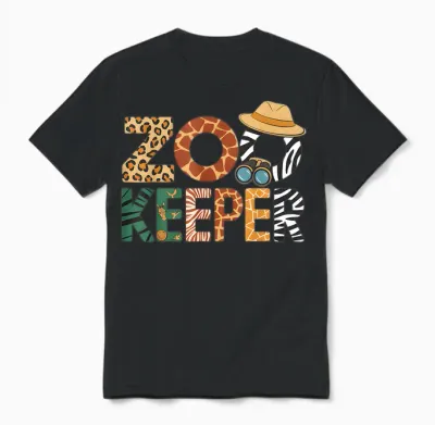 Zookeeper Costume Art Animals Safari Savanna Zoo Keeper Unisex T-Shirt - Black