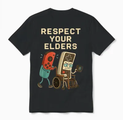 Respect Your Elders Retro Gaming Funny Gamer Controller 80s Unisex T-Shirt - Black