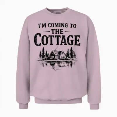 Romance Hockey Couple Men Women I'm Coming to the Cottage Unisex Sweatshirt - Light Pink