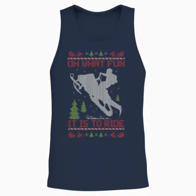 Snowmobile Christmas Fun Unisex Tank Top - Navy