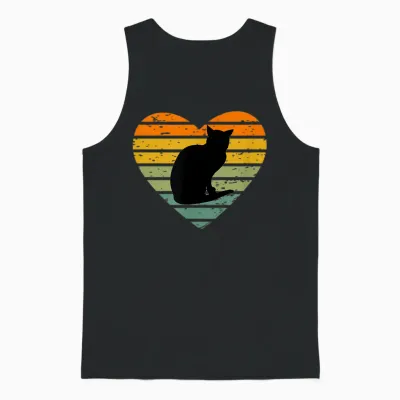 Retro Tier Silhouetten Für Jung Und Alt Ich Liebe Katzen Katzenhalter Katzenfreund Hauskatze Kater Unisex Tank Top - Black