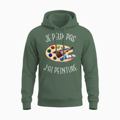 Je Peux Pas J'ai Painting Humour Gift of Painter T-Shirt, Black, S Unisex Hoodie - Military Green