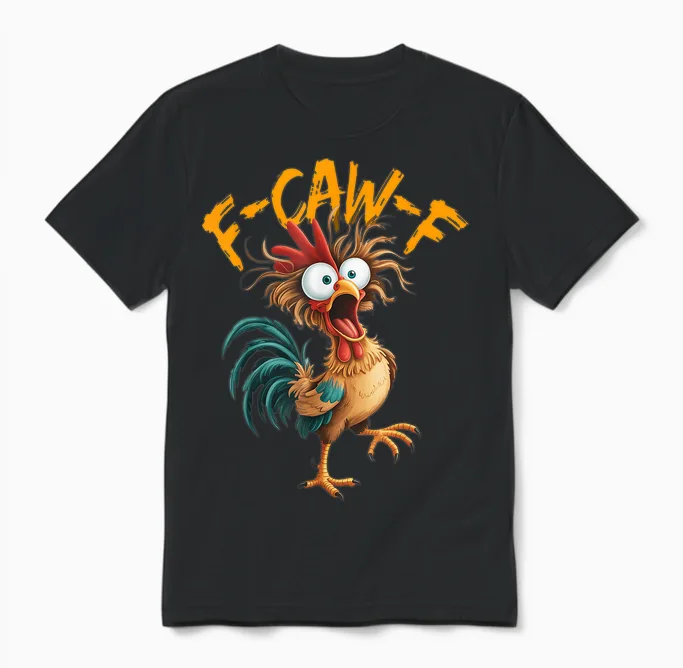 F Caw F Rooster Funny Bird Chicken Whisperer Fawk Men Women Unisex T-Shirt in Black