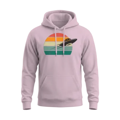 Retro Ufo Unisex Hoodie - Light Pink