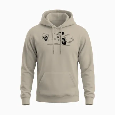 Cartoon Drawing Triumph Tr6 British Car T-Shirt, Blue, S Unisex Hoodie - Sand