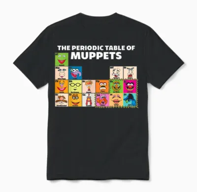 Disney the Muppets Periodic Table of the Muppets T-Shirt Small Unisex T-Shirt - Black