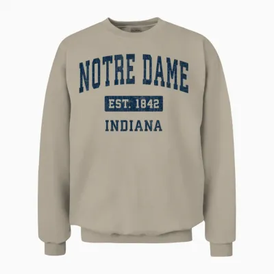 Notre Dame Indiana in Vintage Navy 90s Style Sports Design Unisex Sweatshirt - Sand