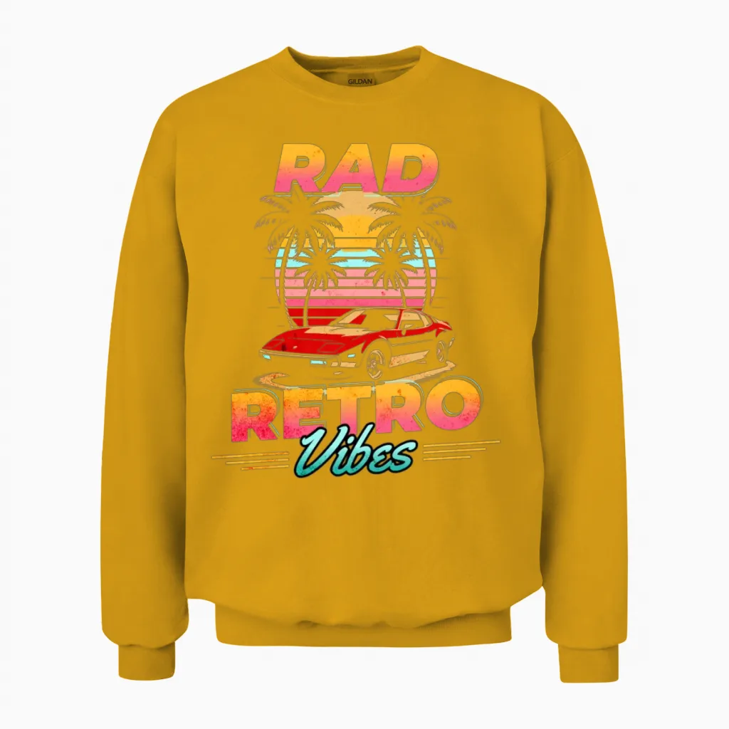 Rad Retro Vibes Unisex Sweatshirt - Gold