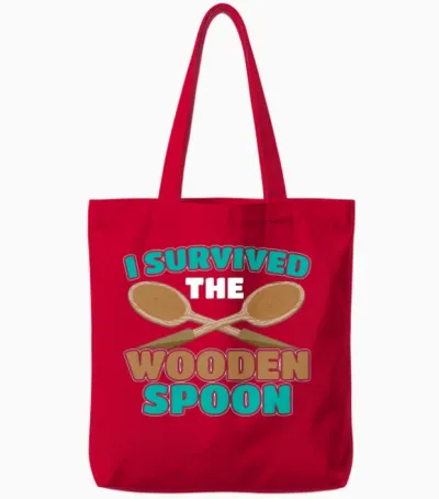 Wooden Spoon Survivor I Survived the Wooden Spoon Tote Bags - Red
