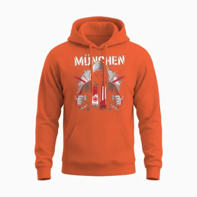 Munich Gift Men's Women's Munich Bayern Hooligan T-Shirt, Black Unisex Hoodie - Orange