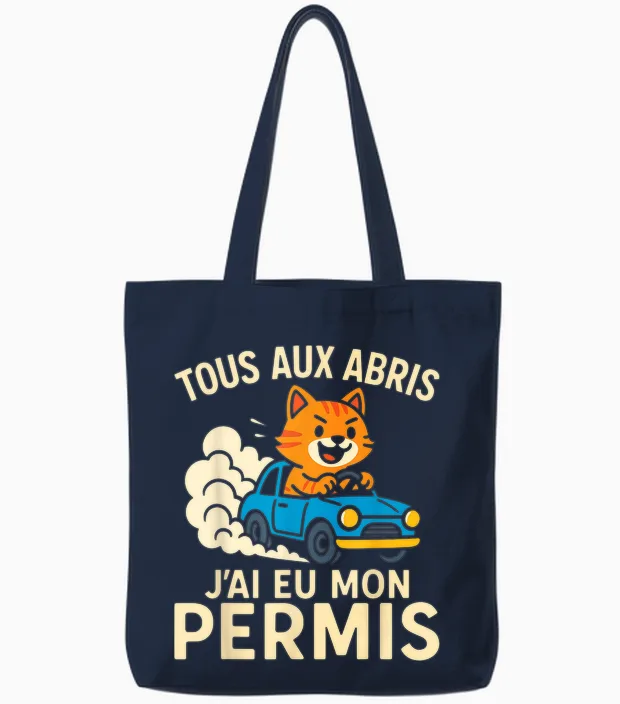Young Driver Joke Gift Driver's License Tote Bags in Navy