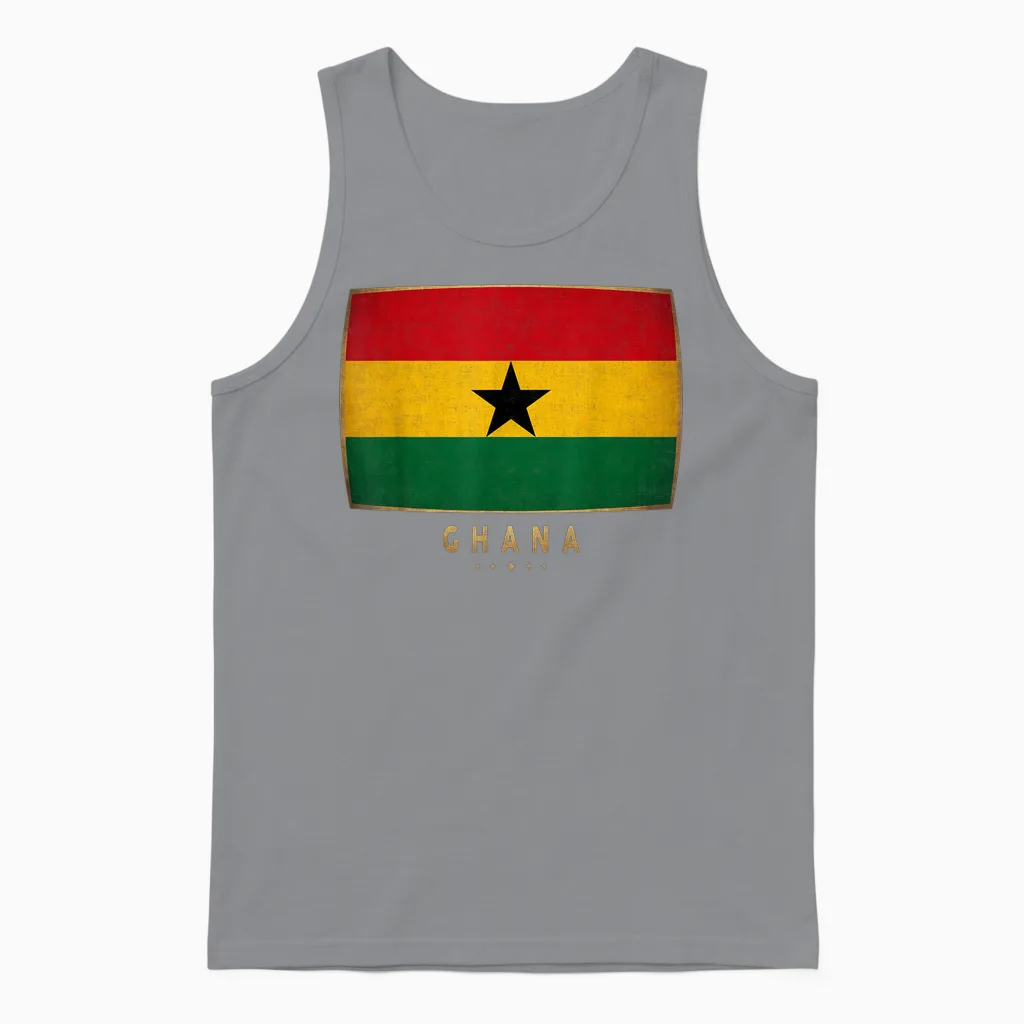Ghana Flag - Funny Ghana Jersey for Men Women Kids T-Shirt, Black Unisex Tank Top in Sport Grey