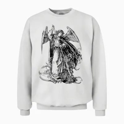 Saint Michael Archangel Angel Catholic Warrior T-Shirt, Grey, S Unisex Sweatshirt - White