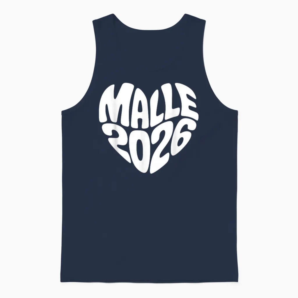 Malle 2026 Herz Form Mallorca Party Urlaub Herzform Feiern Unisex Tank Top in Navy