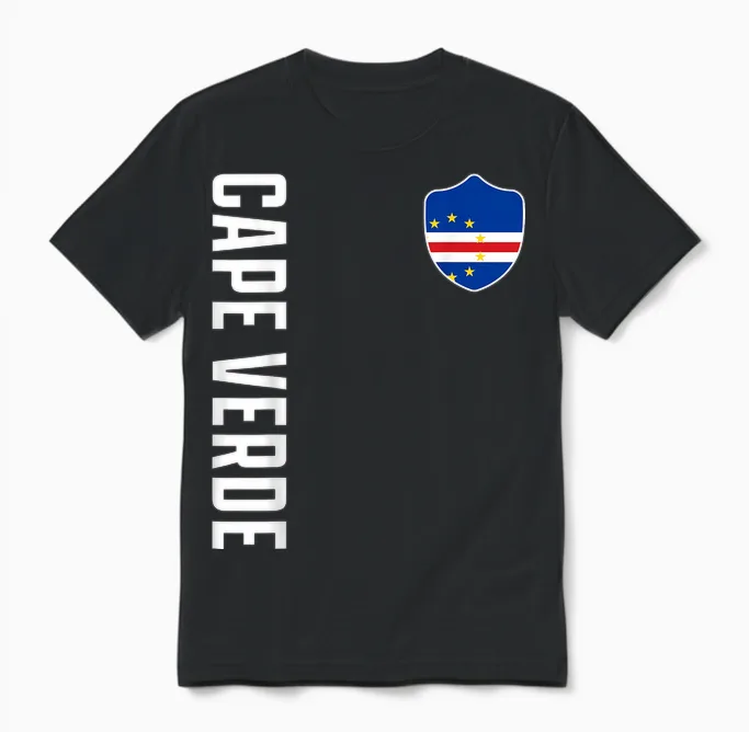 Kap Verde Flagge Heimat Fan Cabo Verde Morabeza Patriotisch Unisex T-Shirt in Black