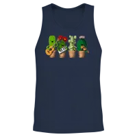 Funny Cactus Unisex Tank Top - Navy – 2