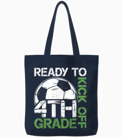 Ready to Kick off 4th Grade Kids Teacher First Day of School Tote Bags - Navy