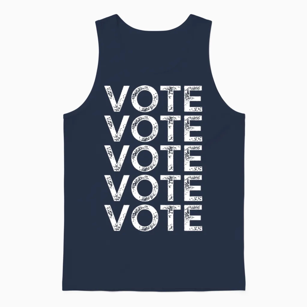 Vote Vote Vote Vote Vote Unisex Tank Top in Navy