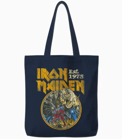Iron Maiden - Vintage Beast Circle Red Tote Bags - Navy
