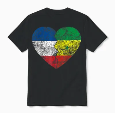 Senegalese Heart Flag | France Senegal Roots Vintage Unisex T-Shirt - Black