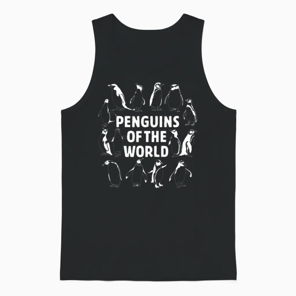Youth Penguins of the World Animals Penguin Unisex Tank Top in Black