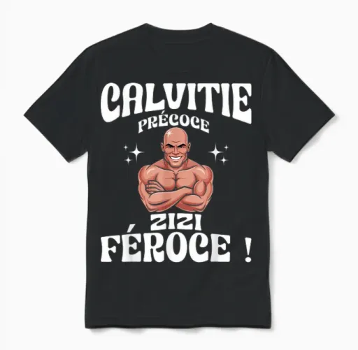 Early Baldness Fierce Zizi Baldness Humor T-Shirt, Black, S Unisex T-Shirt in Black