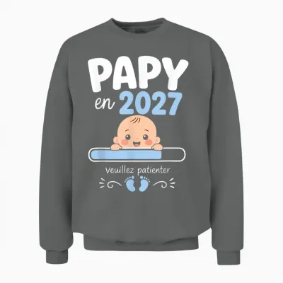 Futur Papy En 2026 Cadeau Annonce Grossesse Grand-Père Unisex Sweatshirt - Graphite Heather