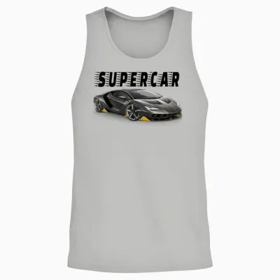 Super Italian Car T-Shirt, Blue Unisex Tank Top - Ash
