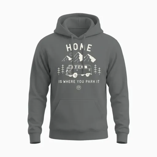 Volkswagen Vw T1 Camper Home Is Where You Park It Unisex Hoodie in Graphite Heather