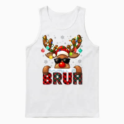 Bruh Cool Rudolph Red Nose Tree Light Christmas Xmas Boy Men Unisex Tank Top - White