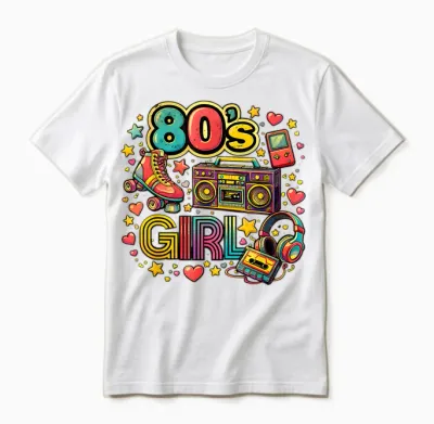 Fun Times Girl's 80s Retro Roller Skates Unisex T-Shirt - White