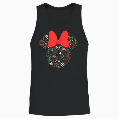 Disney Minnie Mouse Christmas Holiday Festive Filled Icon Unisex Tank Top - Black
