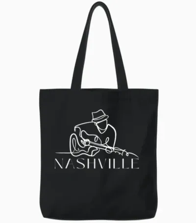 Men's Nashville Tennessee Guitar Tote Bags - Black