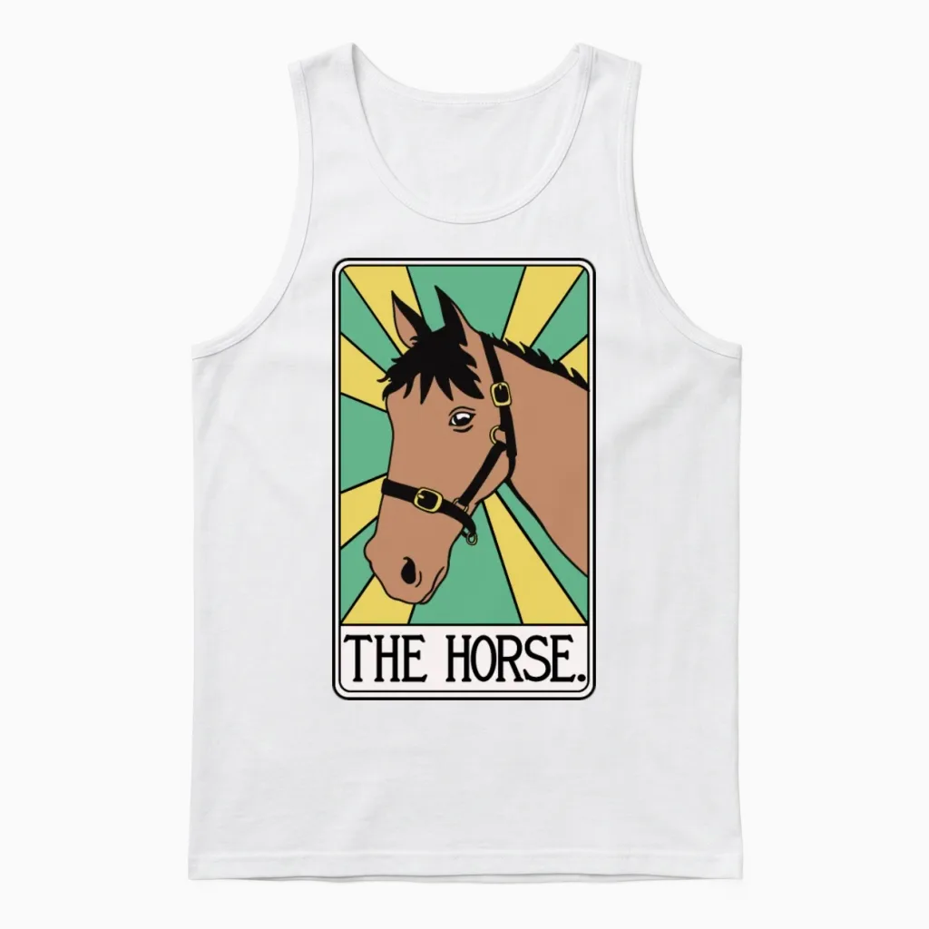 The Horse Tarot Card Lovers Unisex Tank Top in White