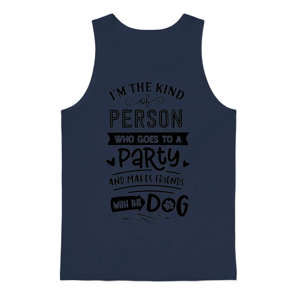 Go to a Party and Make Friends with the Dog Unisex Tank Top - Navy