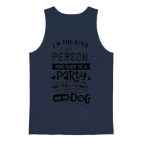 Go to a Party and Make Friends with the Dog Unisex Tank Top - Navy – 1