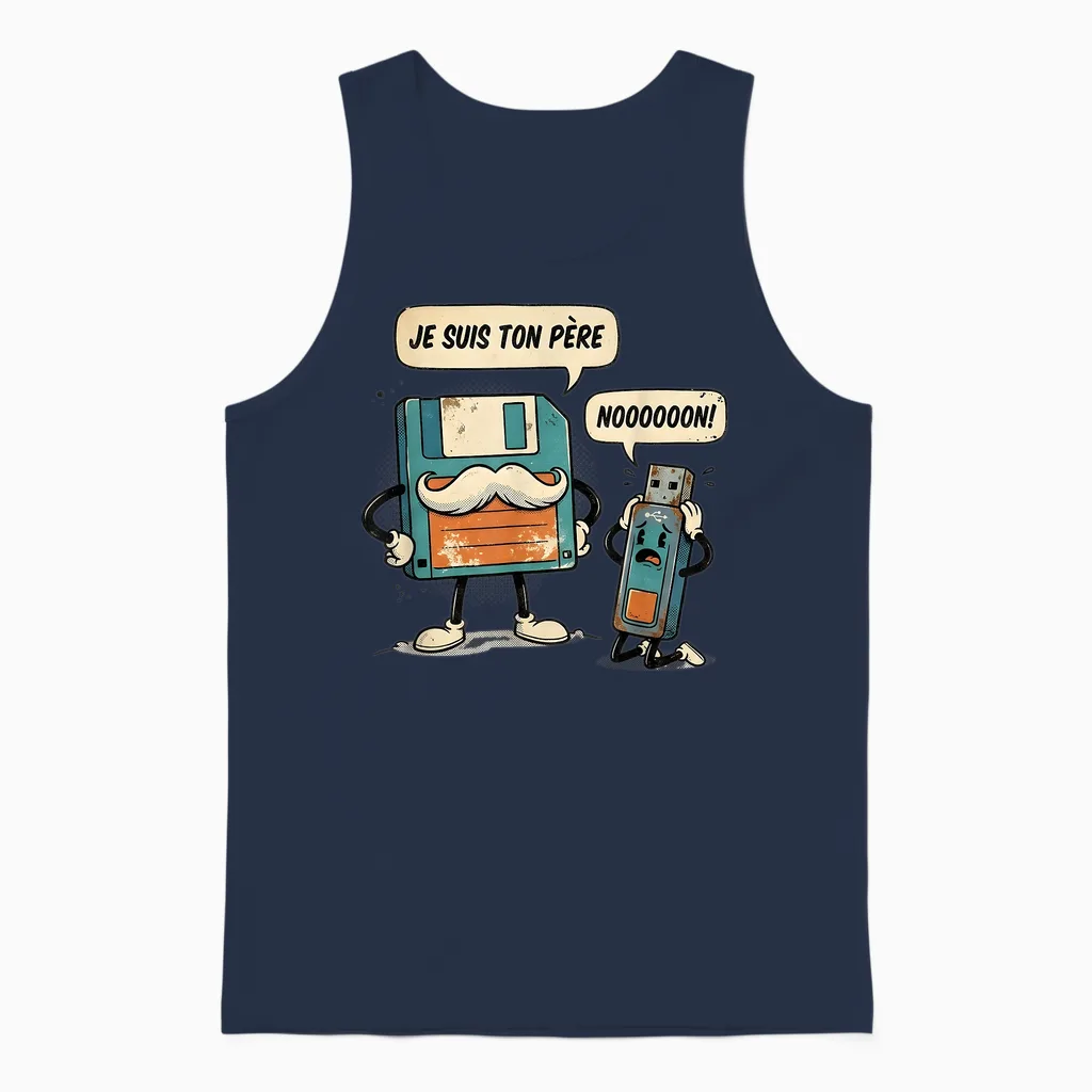 Homme Je Suis Ton Père Disquette Clé Usb Nostalgie Informaticien Unisex Tank Top in Navy