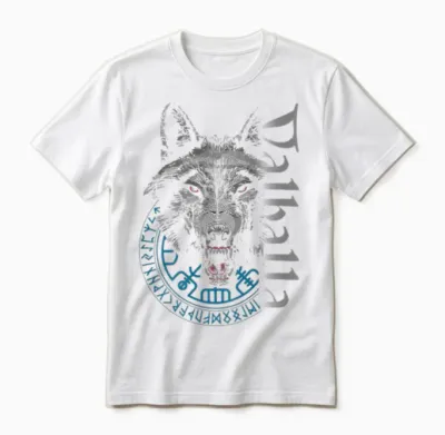 Viking Valhalla Krieger Normanne Runenkreis Götter Nordic Compass Viking T-Shirt, Black, Small, Unisex, Short Sleeve, T-Shirt, Norse Mythology Wolf Rune Unisex T-Shirt - White
