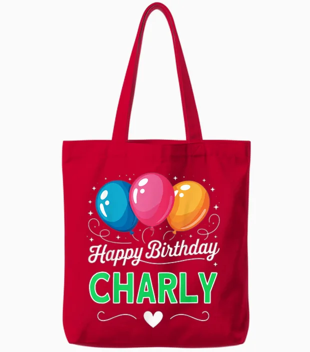 Joyeux Anniversaire En Disant Charly Tote Bags in Red