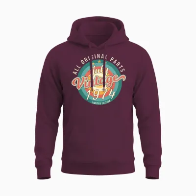 Vintage 1974 July Unisex Hoodie - Maroon