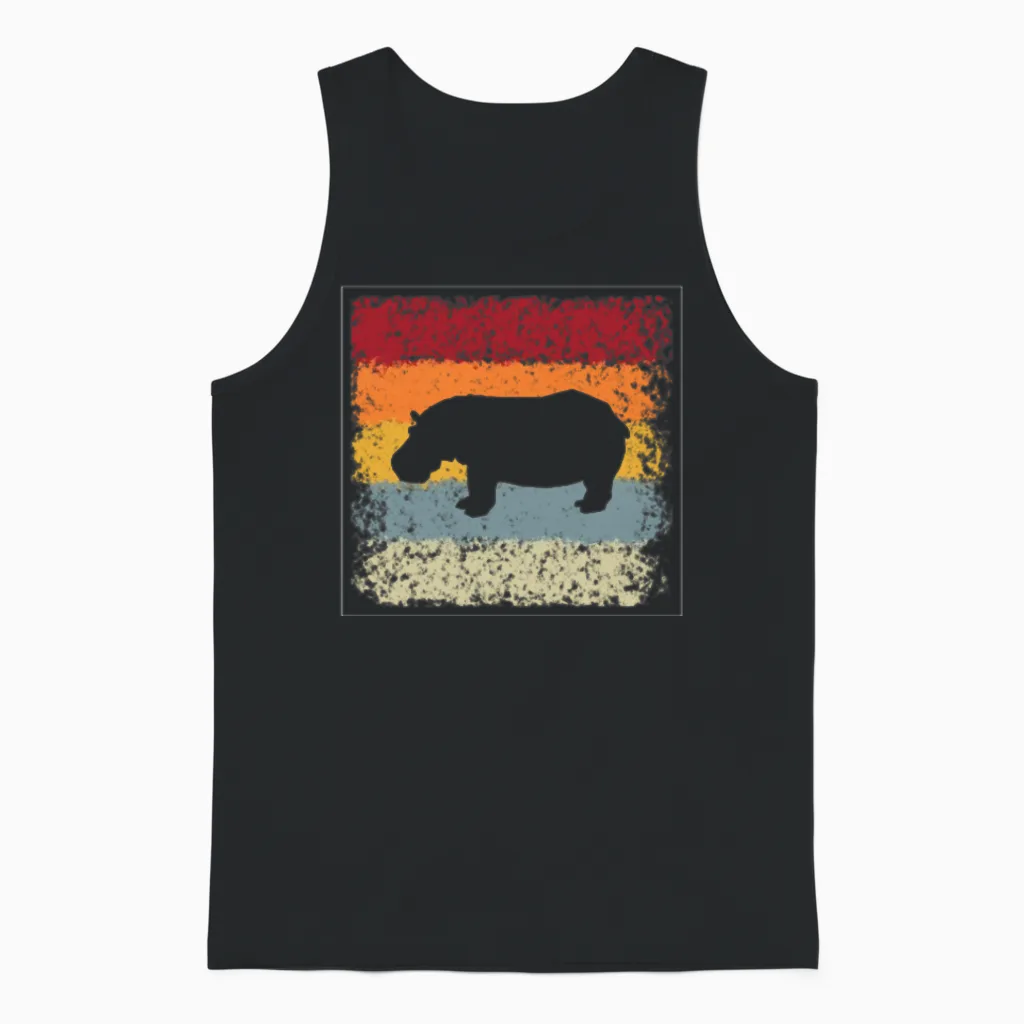 Hippo Retro Unisex Tank Top in Black