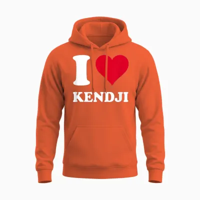 Red Heart I Love Kendji T-Shirt, Black, S Unisex Hoodie - Orange