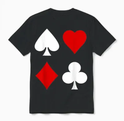 Playing Cards Fancy Dress Costume Checked Spades Cross Heart Poker Romee T-Shirt, Black Unisex T-Shirt - Black
