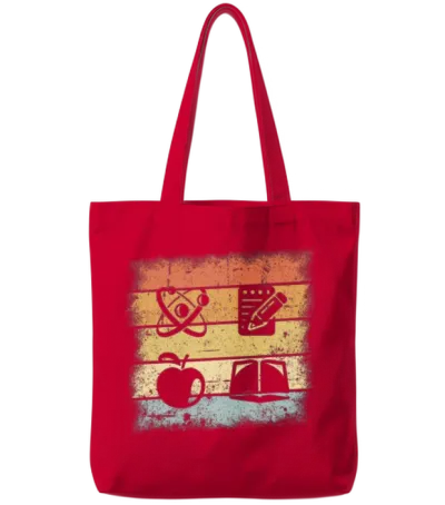 Teacher Retro Tote Bags - Red