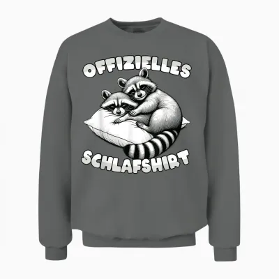 Official Sleepshirt Raccoon Pyjamas Sleep Funny T-Shirt, Black Unisex Sweatshirt - Graphite Heather