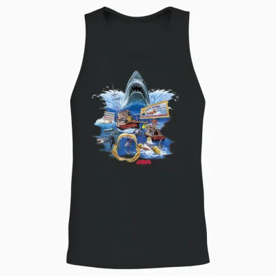 Jaws Poster Collage T-Shirt, Small, Black Unisex Tank Top - Black