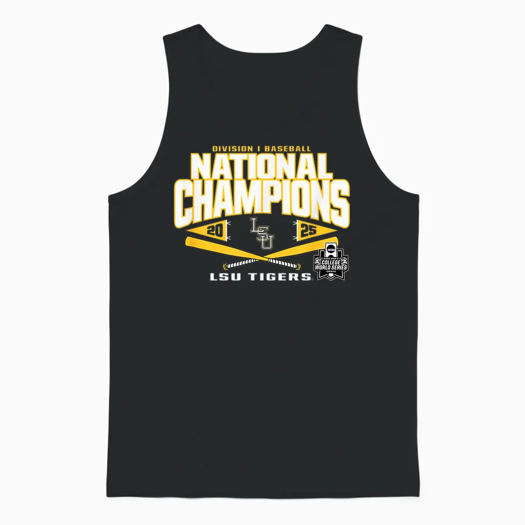 Lsu Tigers Baseball National Champs '25 College World Series Unisex Tank Top in Black